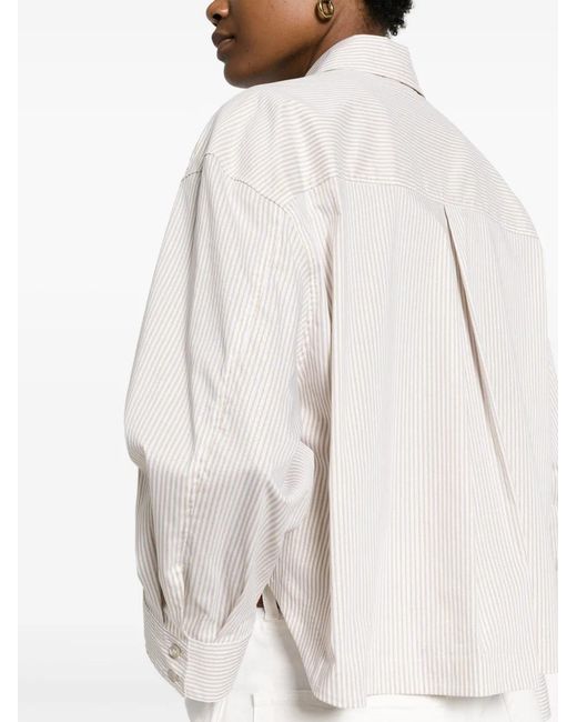 Peserico White Long-Sleeve Stripe Shirt