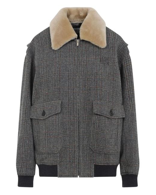 Chaqueta bómber a cuadros Miu Miu de color Gray