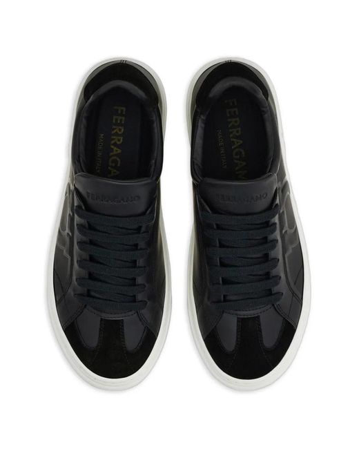 Ferragamo Black Texturized Low-Cut Sneakers for men