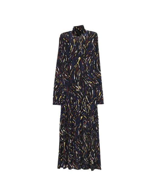 Proenza Schouler Black Abstract-Print High-Neck Maxi Dress