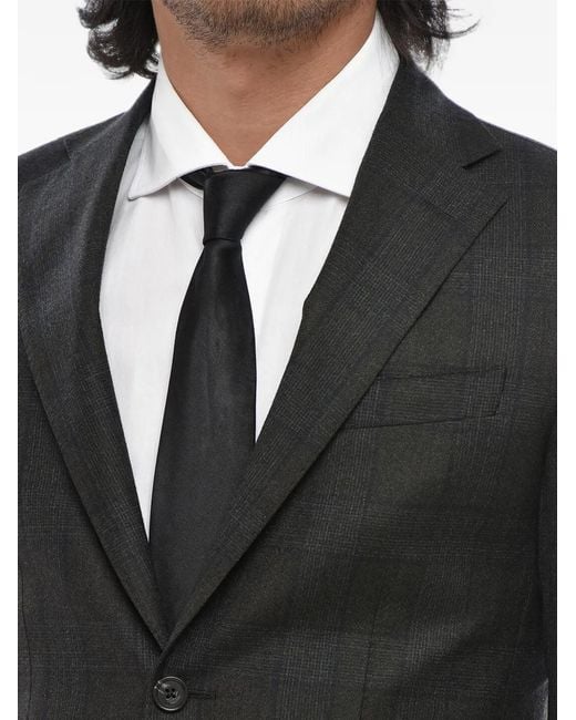 Corneliani Black Cc Collection Checked Single-Breasted Blazer for men