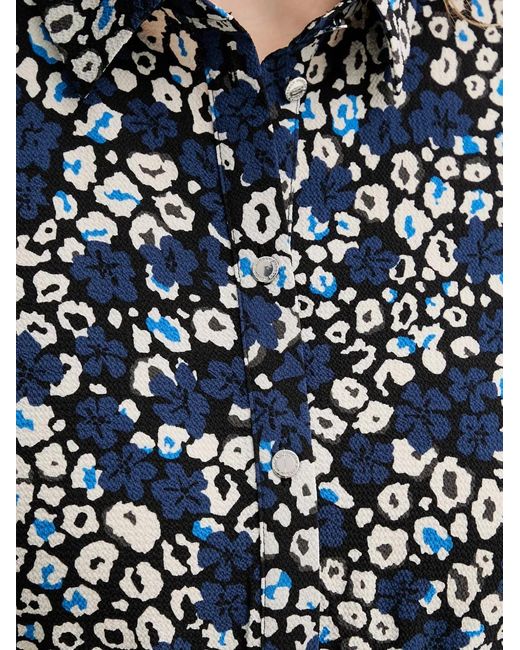 Morgan Blue Floral-Print Ruffled Mini Dress