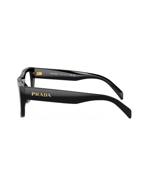 Prada Black Matte Rectangle-Frame Glasses