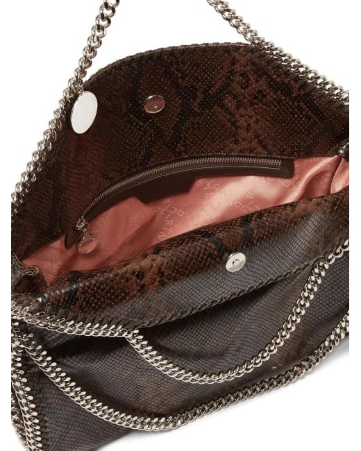 Stella McCartney Brown Falabella Fold-Over Tote Bag mit Schlangen-Effekt