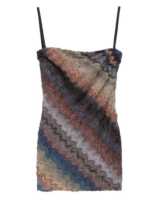 Missoni Brown Zigzag Strapless Mini Dress