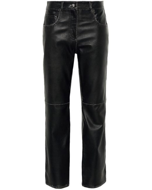 Victoria Beckham Black Cropped Leather Trousers
