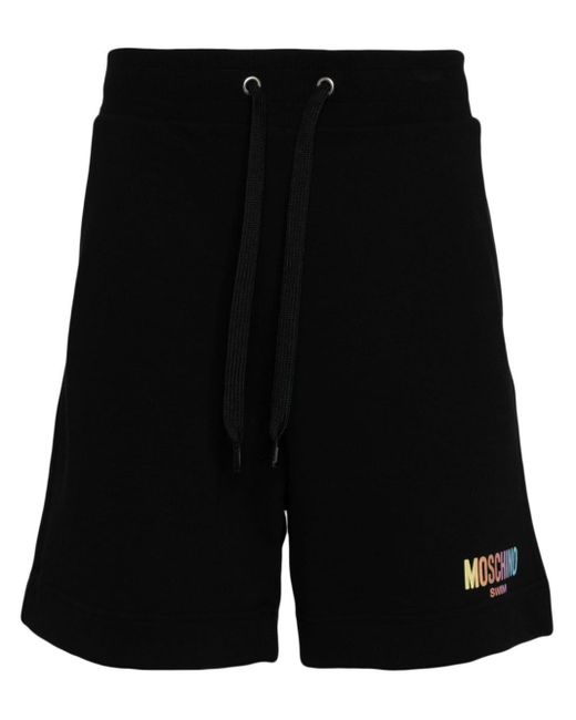 Moschino Black Logo-print Track Shorts for men