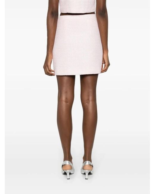 Alessandra Rich Pink Sequin Checked Tweed Mini Skirt