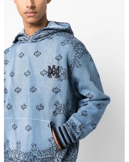 Amiri Blue Bandana Basketball Hoodie for men