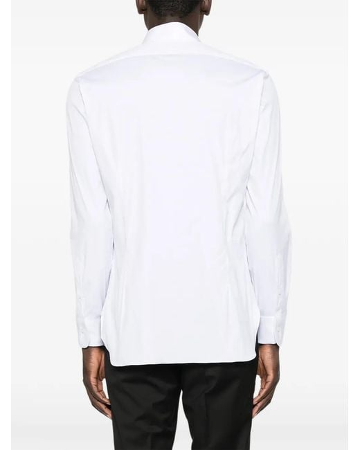 Barba Napoli White Spread-Collar Long-Sleeve Shirt for men