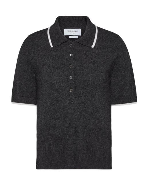 Thom Browne Black Browne 65 Intarsia Cashmere Polo Top