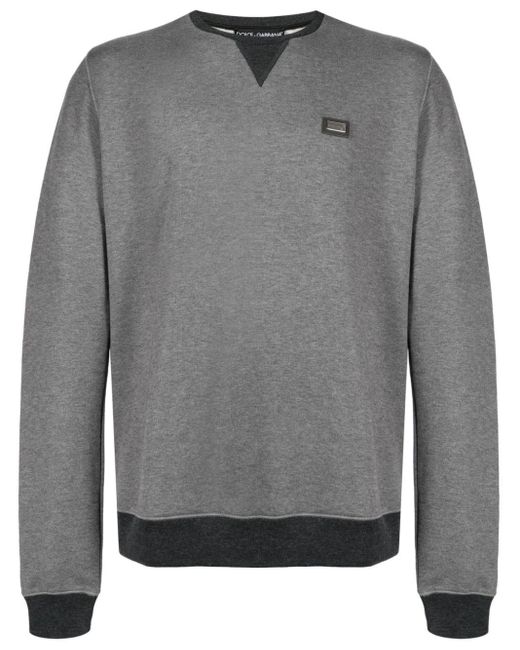 Pull en coton mélangé à plaque logo Dolce & Gabbana pour homme en coloris Gray
