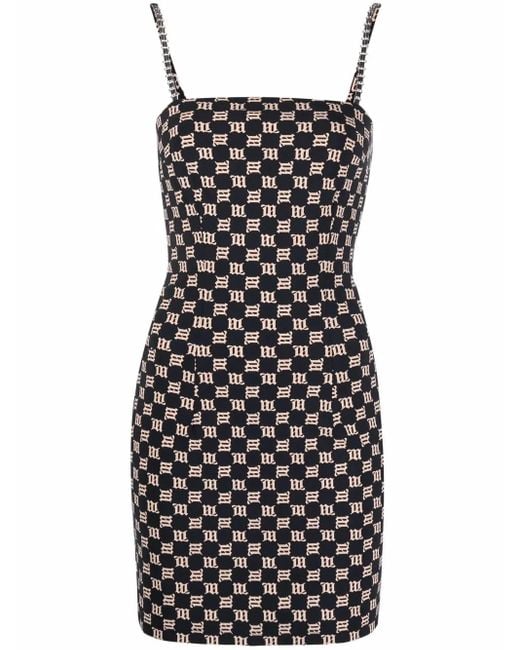 M I S B H V Black Monogram-Print Fitted Dress