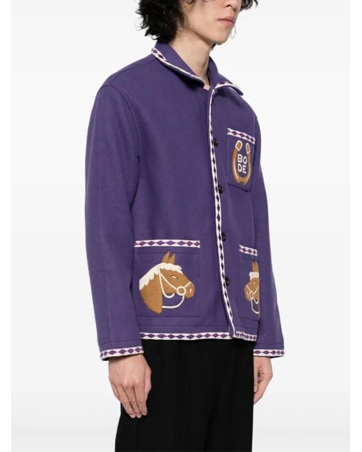 Bode Purple Bronco Applique Jacket for men