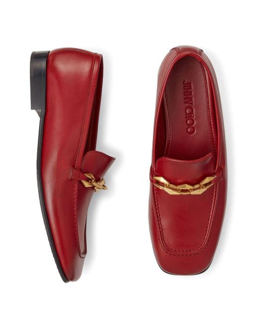 Jimmy Choo Red Diamond Tilda Leather Loafers