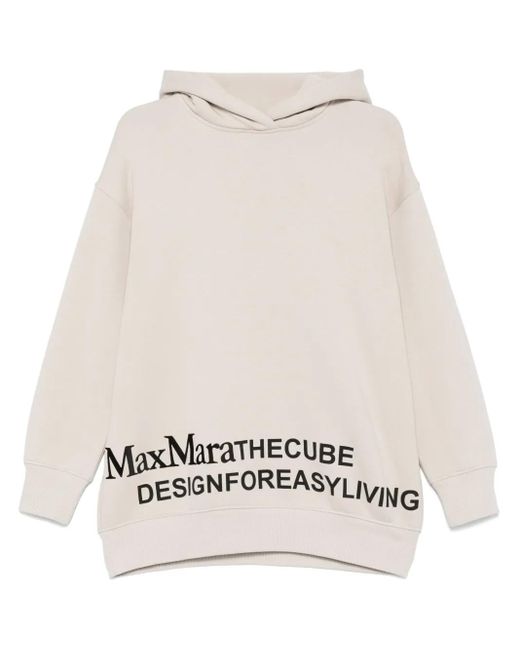 Felpa Con Cappuccio E Logo di Max Mara in White