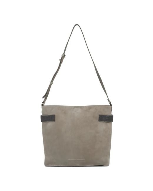 Brunello Cucinelli Gray Essence Suede Bucket Bag