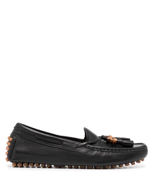 Gucci Black Tassel-detail Leather Loafers
