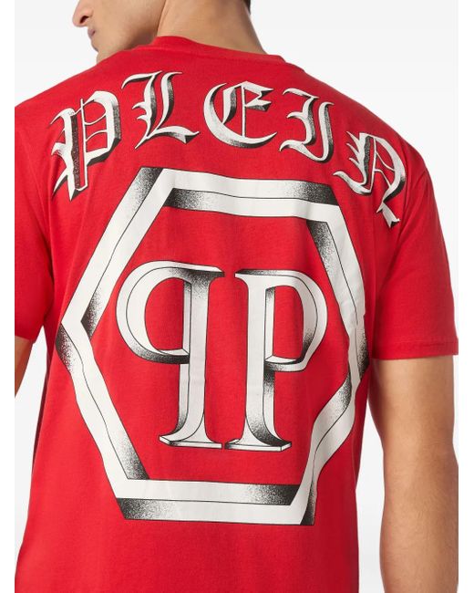 Philipp Plein Hexagon T-Shirt in Red für Herren