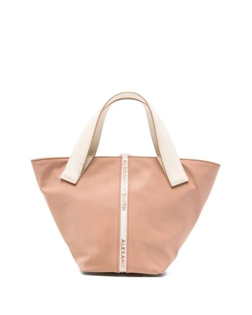 Alexander Smith Pink Small Lauren Logo-Stripe Tote Bag