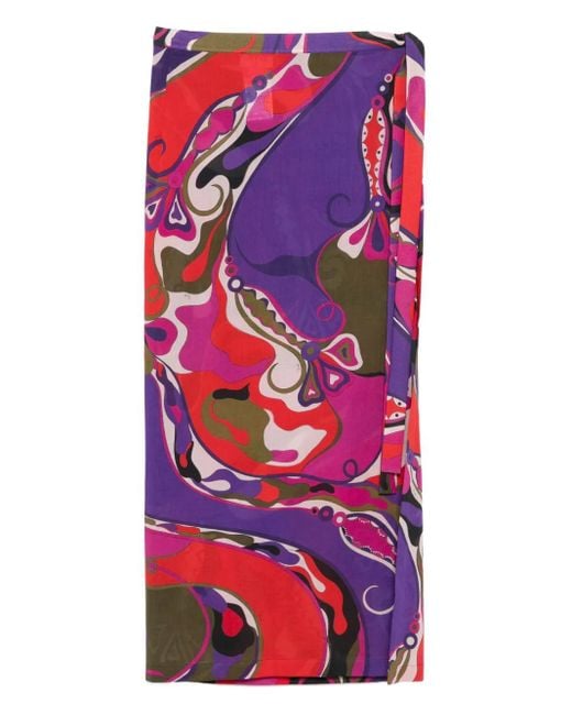 Abstract-print maxi skirt Emilio Pucci de color Red