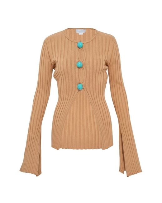 Stella McCartney White Ribbed Buttoned Cardigan