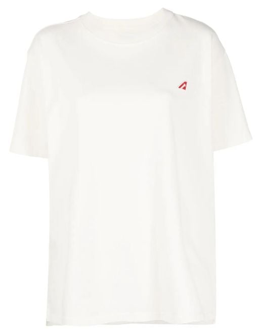 Autry White Logo-Patch Cotton T-Shirt