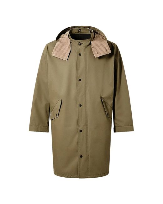 Yves Salomon Green Hooded Check Parka for men