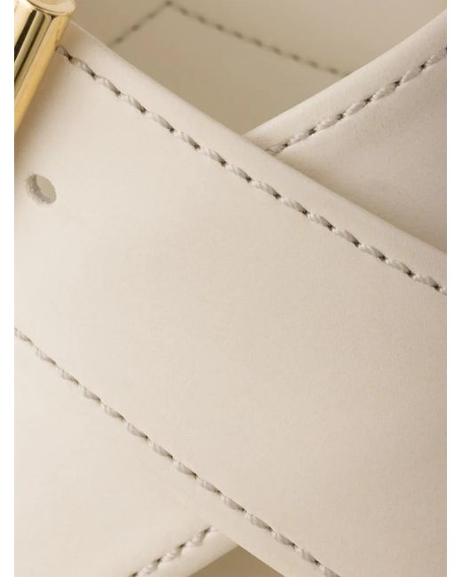 Prada White Leather Crisscross Slides With Buckle