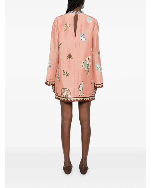 ALÉMAIS Pink X Lrnce Laurence Beaded Embroidered Mini Dress