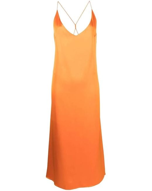 Blanca Vita Orange Robe Longue Arise Maraso À Col Bénitier