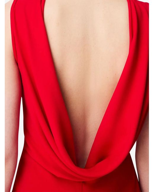 Another Tomorrow Red Cowl-Back Midi Dress