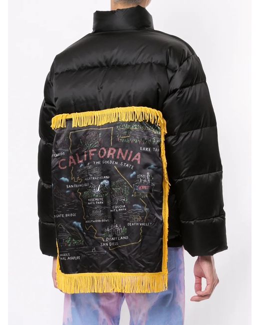 Doublet Black Fringed Puffer Coat for men