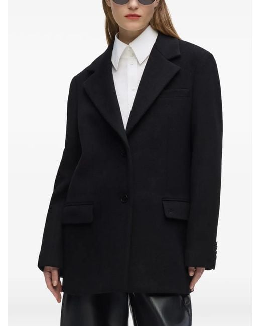Karl Lagerfeld Black Single-Breasted Felted Coat