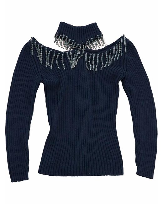 Christopher Kane Blue Crystal-Embellished Jumper