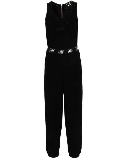Elisabetta Franchi Black Terry-cloth Jumpsuit