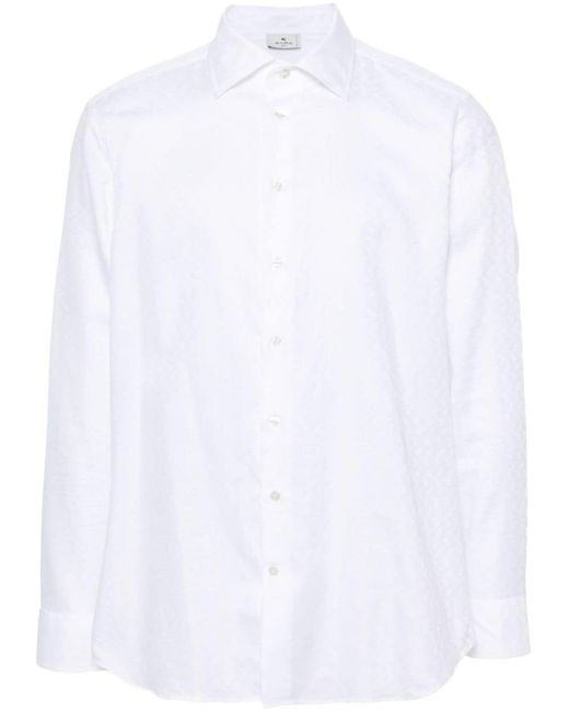 Etro White Paisley-jacquard Cotton Shirt for men
