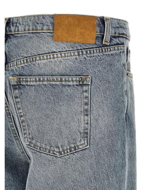 Riviera Blue Stone-Washed Tapered-Leg Jeans for men