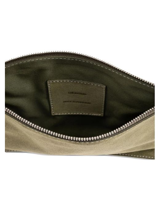 LIE STUDIO Green Charlie Suede Clutch Bag