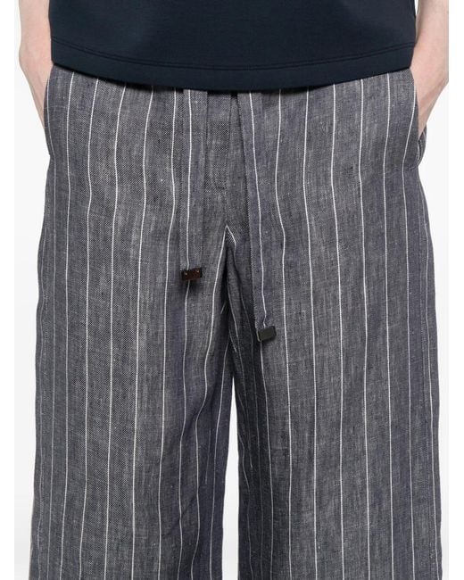 Max Mara Gray Pinstripe Drawstring Trousers