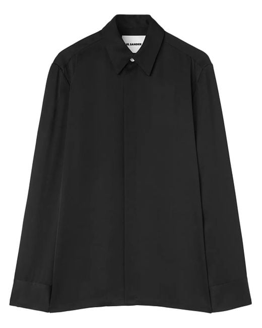 Jil Sander Black Concealed-Buttons Shirt for men