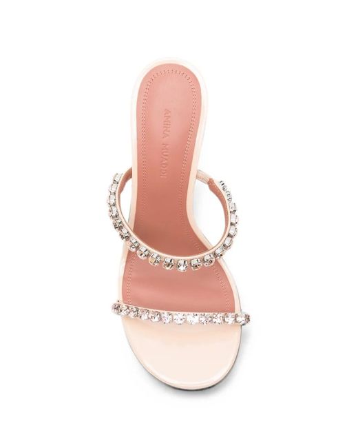 AMINA MUADDI White Gigi Crystal-Embellished Sandals