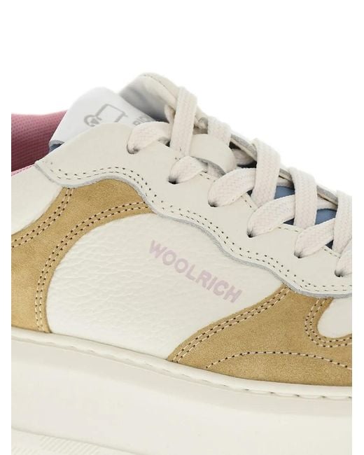 Woolrich White Hammered-Leather Suede Sneakers