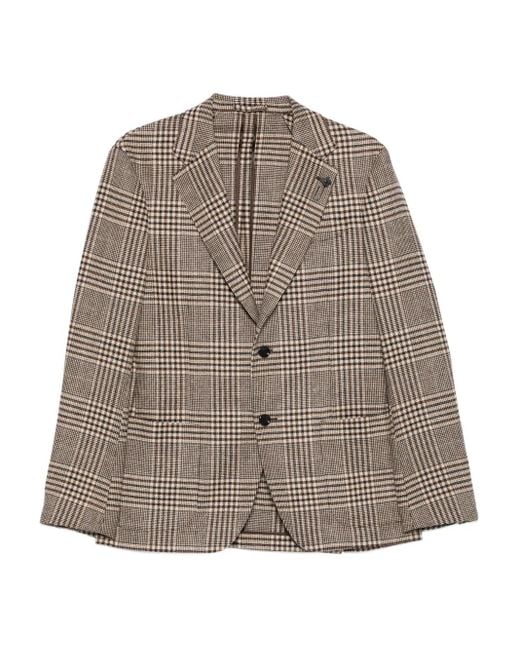 Lardini Brown Checked Wool Jacket for men