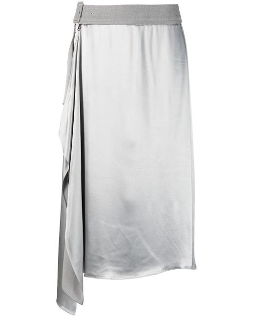Falda midi con acabado satinado Fendi de color Gray