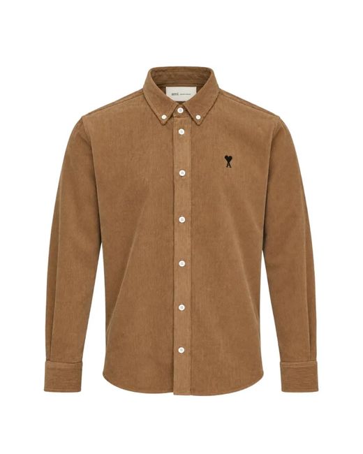 AMI Brown Ami De Coeur Button-Down Shirt for men