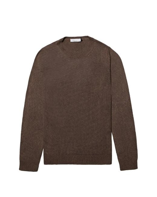 Roberto Collina Brown Crew Neck Sweater for men
