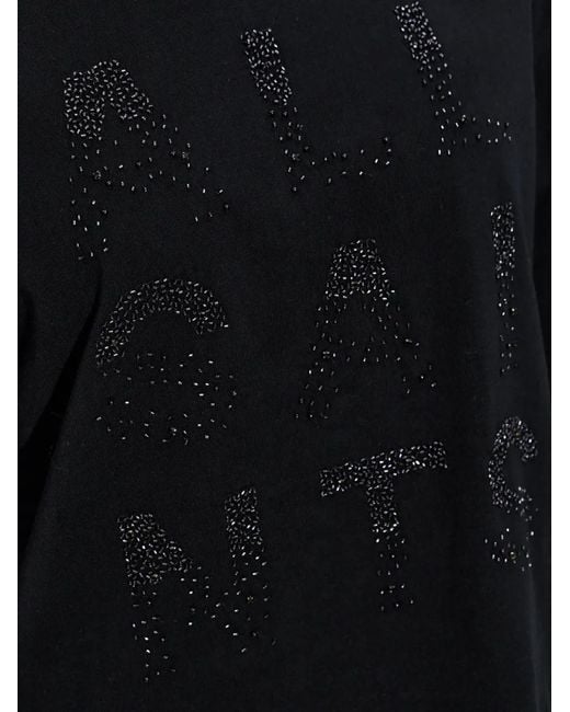 AllSaints Black Stacks Amelie Bead-Embellished T-Shirt
