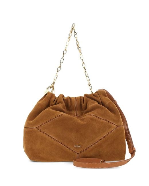 Ba&sh Brown June Ruched Chain-Link Mini Shoulder Bag