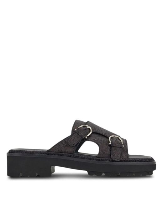 Ferragamo Black Gancini-Buckled Sandals for men